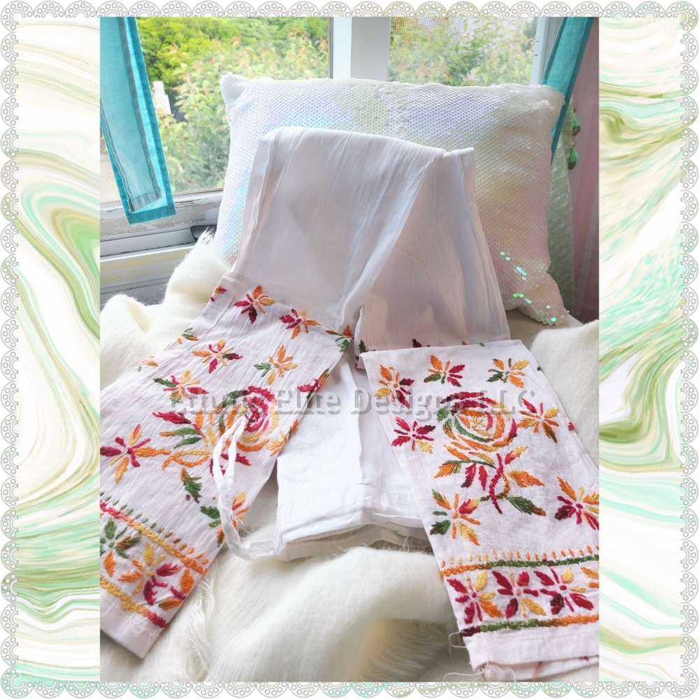 New White multi ankle pants with drawstring - Picture 8 of 10